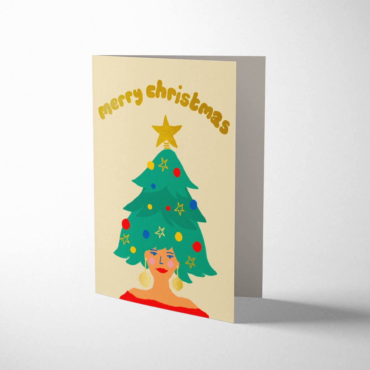 Christmas Tree Hair Holiday Greeting Card - bubblegum market