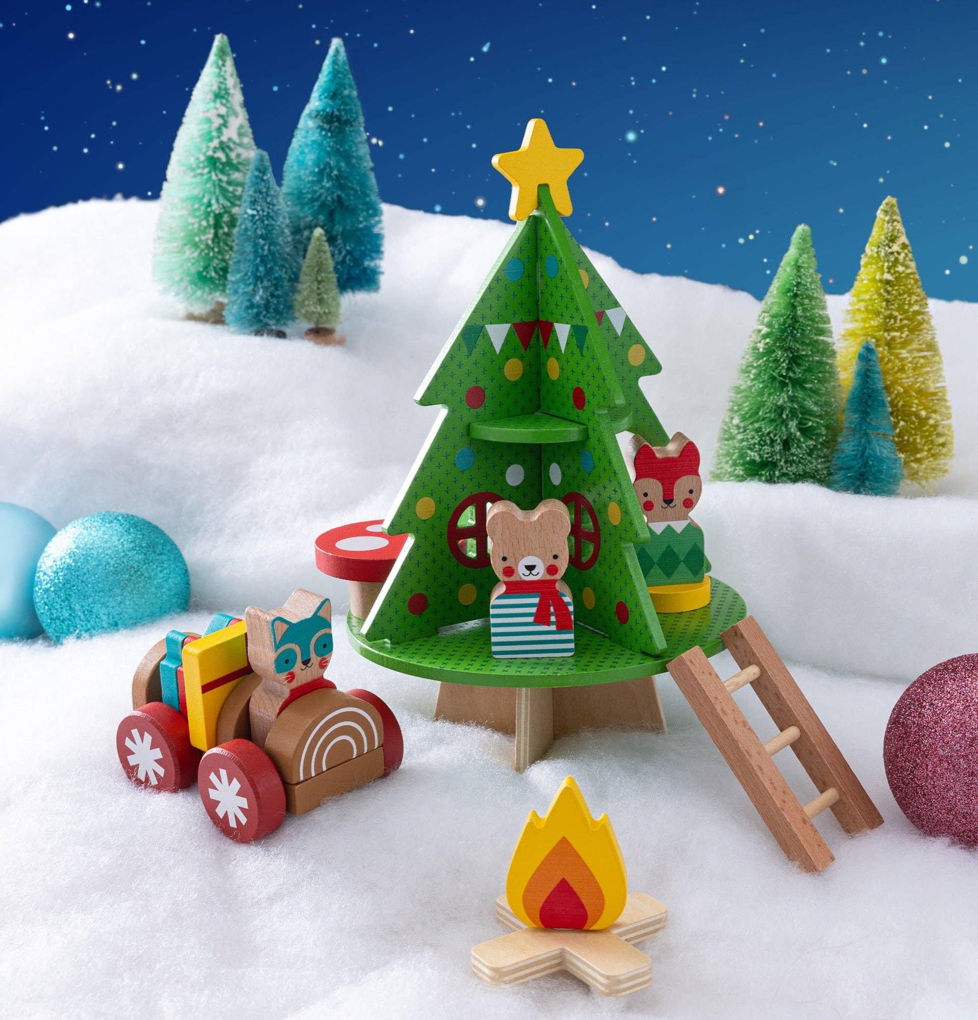 Christmas Treehouse Wooden Play Set - bubblegum market