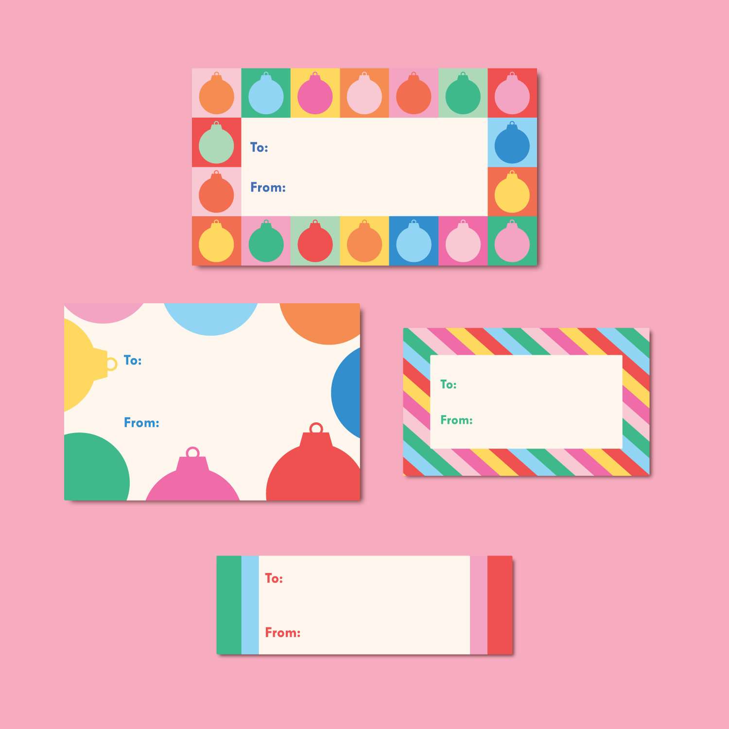 Color Pop Holiday Gift Tag Sticker Labels (Set of 8) - bubblegum market