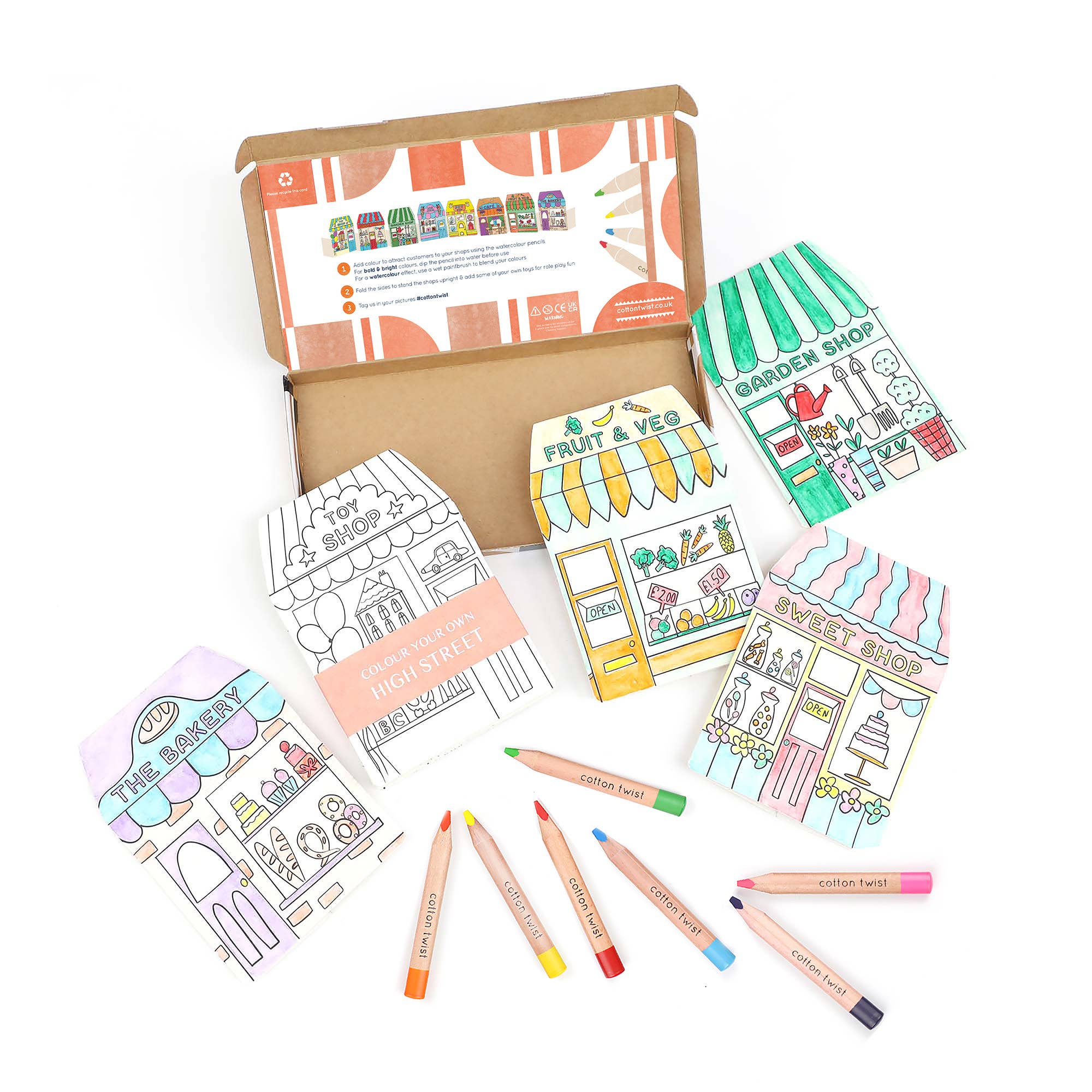 Color Your Own High Street Shops Kit - bubblegum market