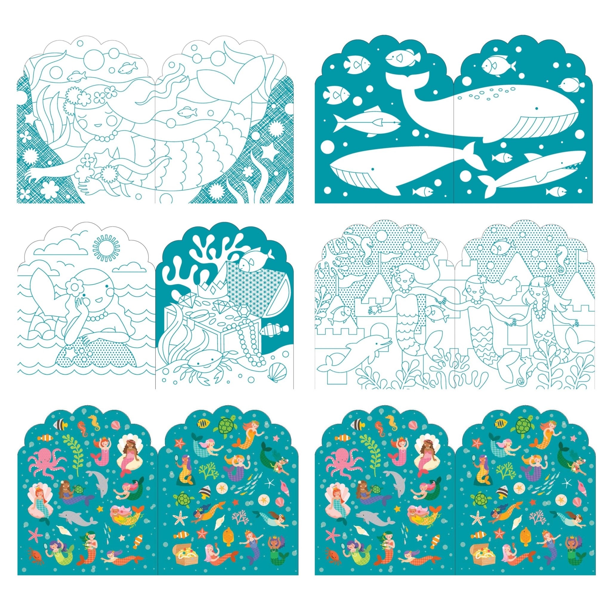 Coloring Book With Stickers: Mermaids - bubblegum market
