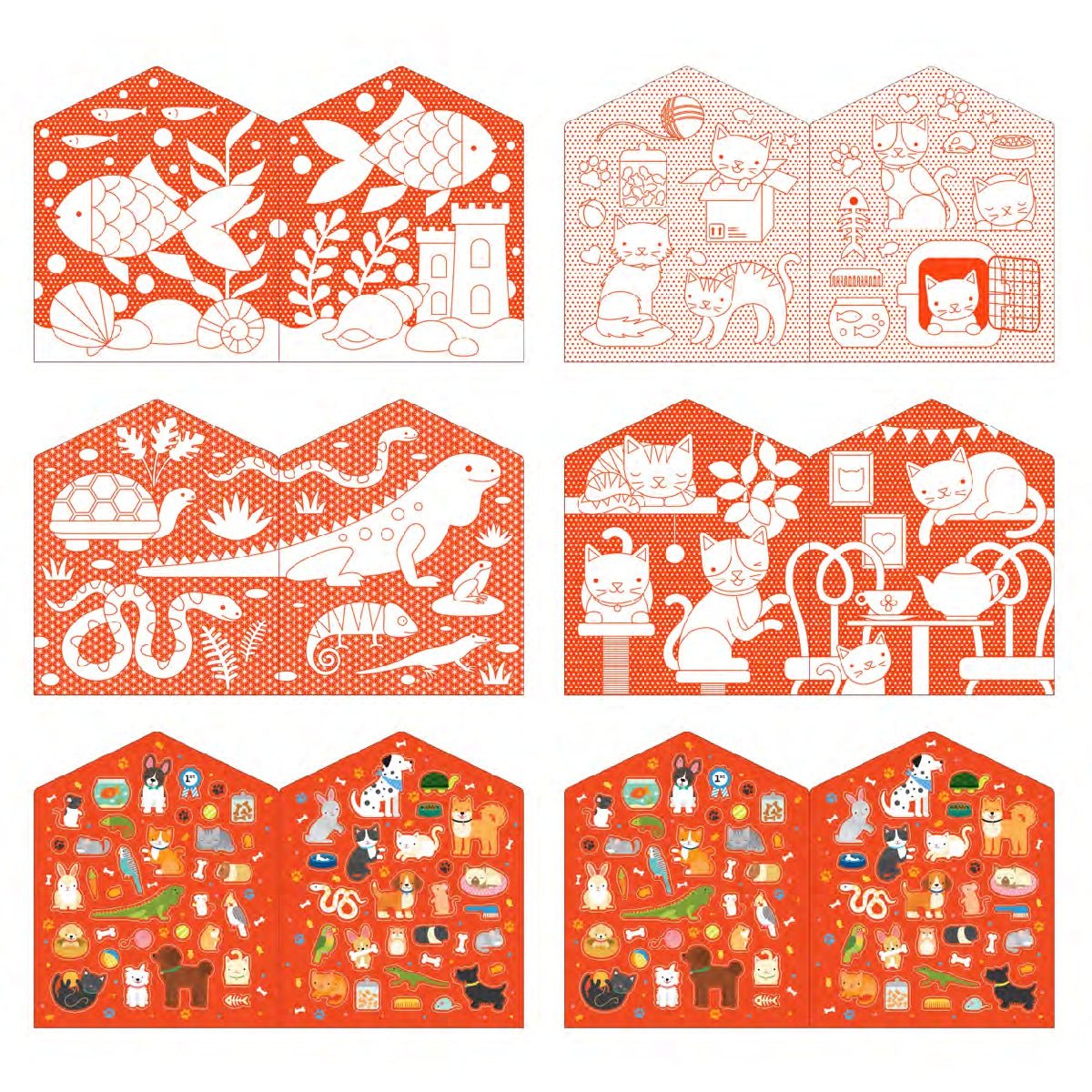 Coloring Book with Stickers: Pets - bubblegum market