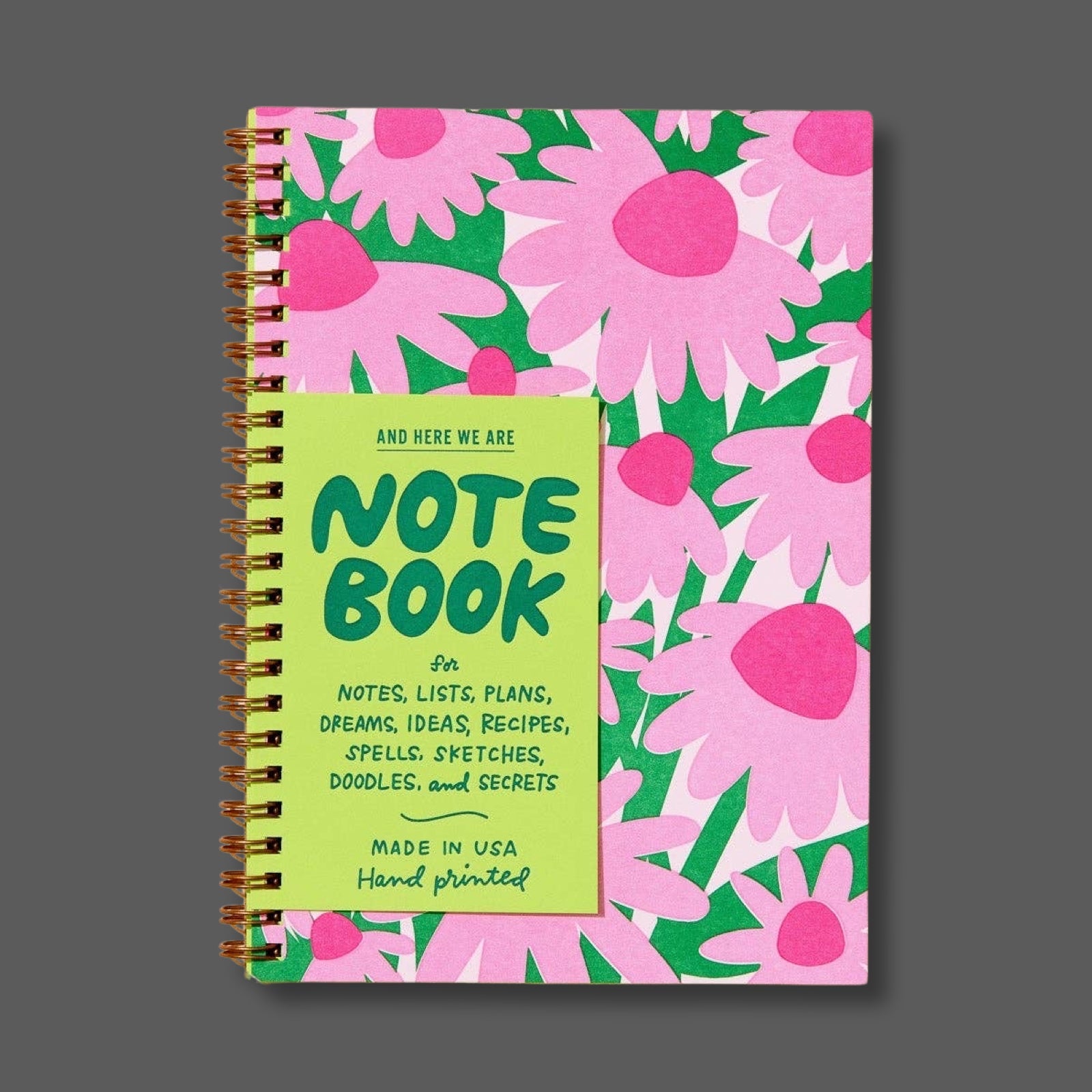 Coneflower Wildflower A5 Letterpress Notebook - bubblegum market