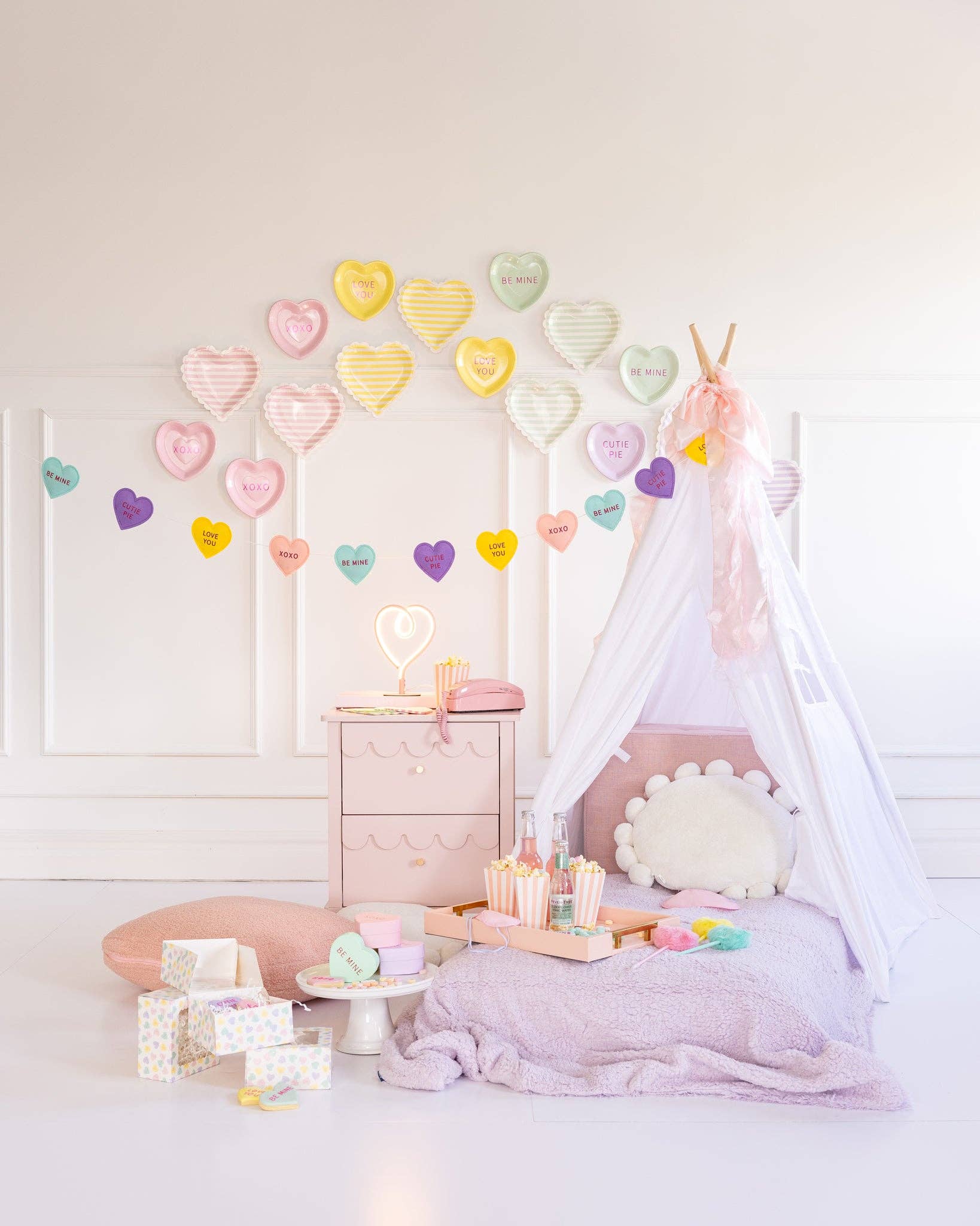Conversation Hearts Pastel Dessert Plates 7" - bubblegum market