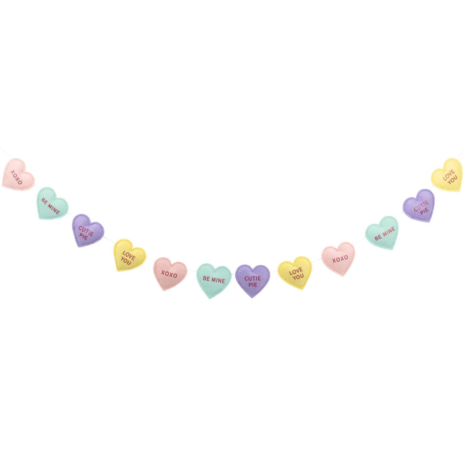 Conversation Hearts Valentine's Day Felt Banner - bubblegum market