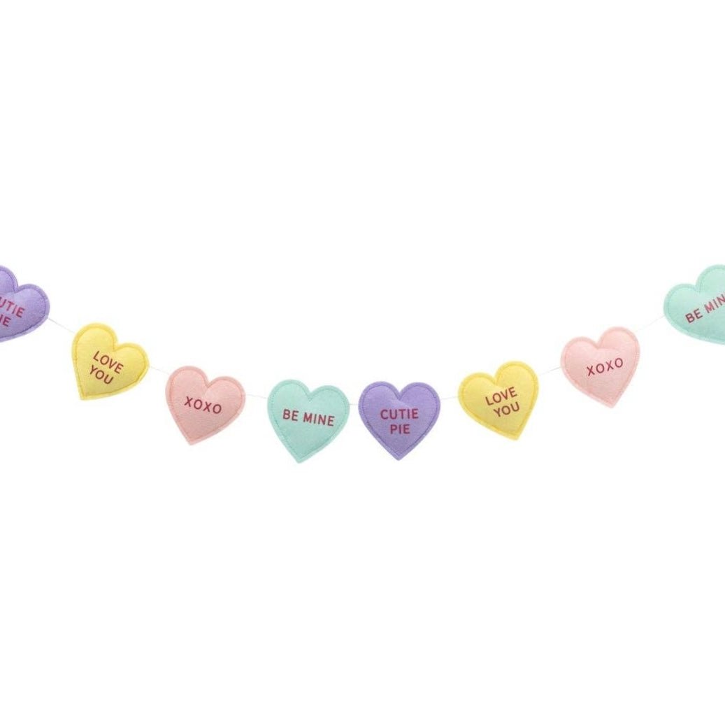 Conversation Hearts Valentine's Day Felt Banner - bubblegum market