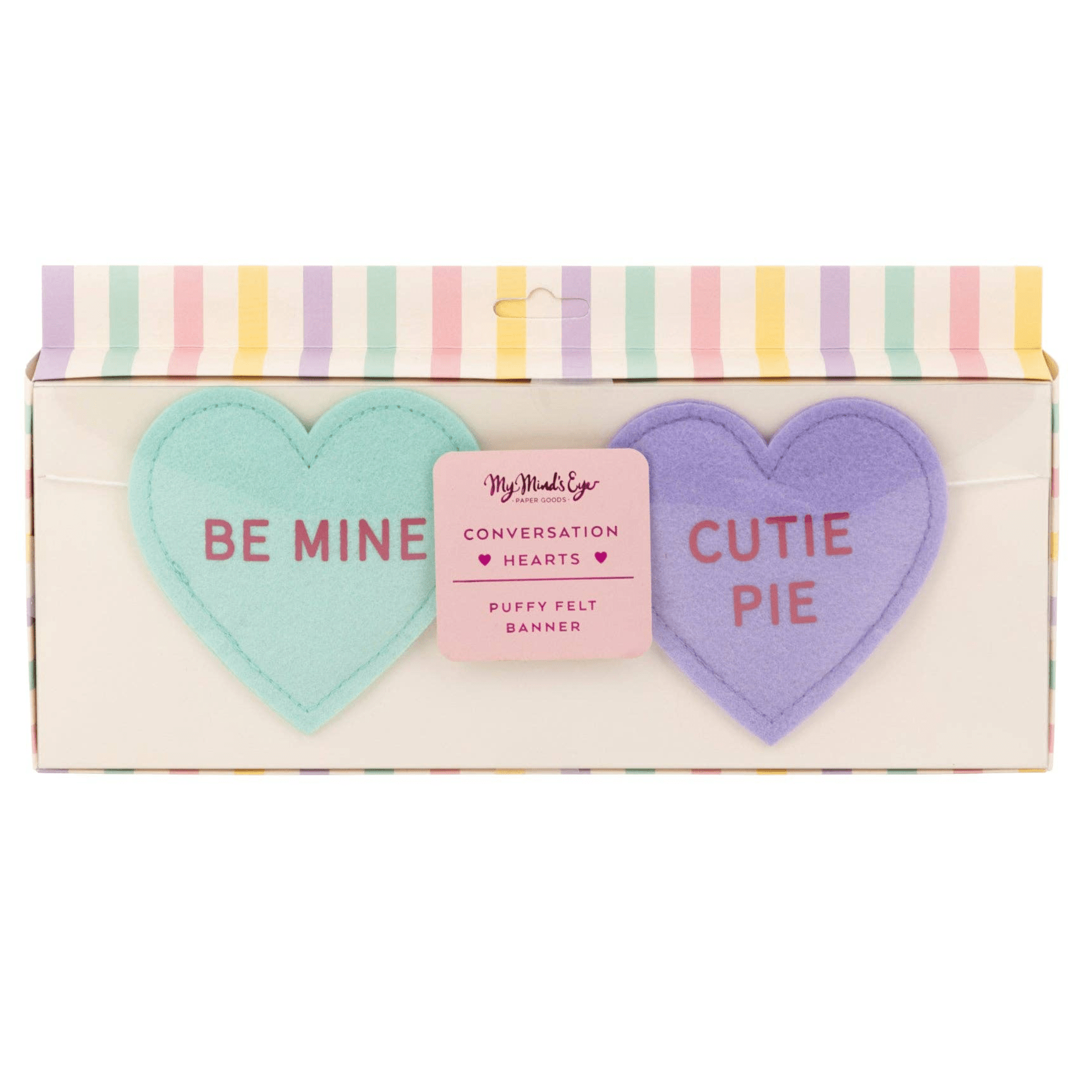 Conversation Hearts Valentine's Day Felt Banner - bubblegum market