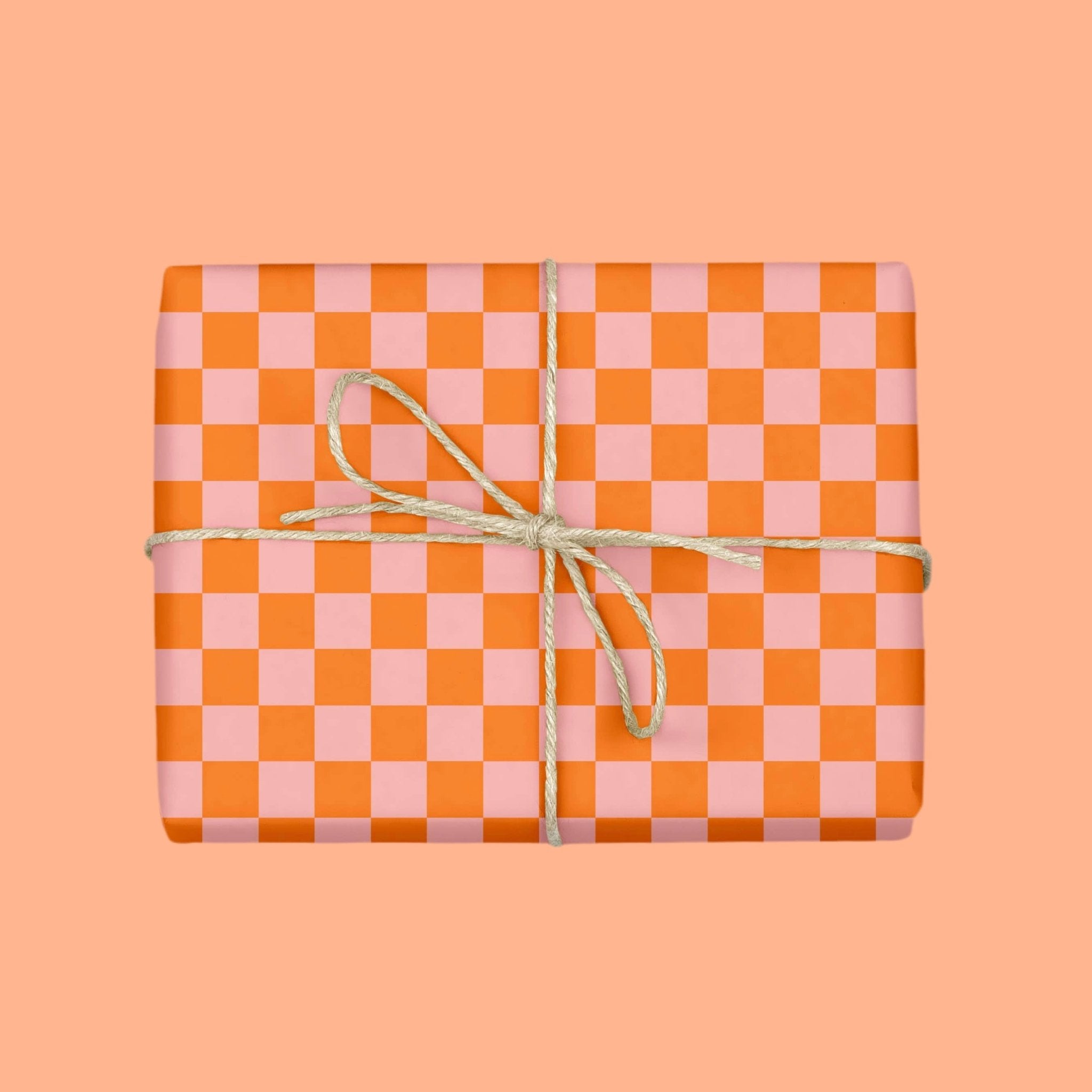 CORAL CHECKERBOARD Gift Wrap Sheets (Roll of 3) - bubblegum market