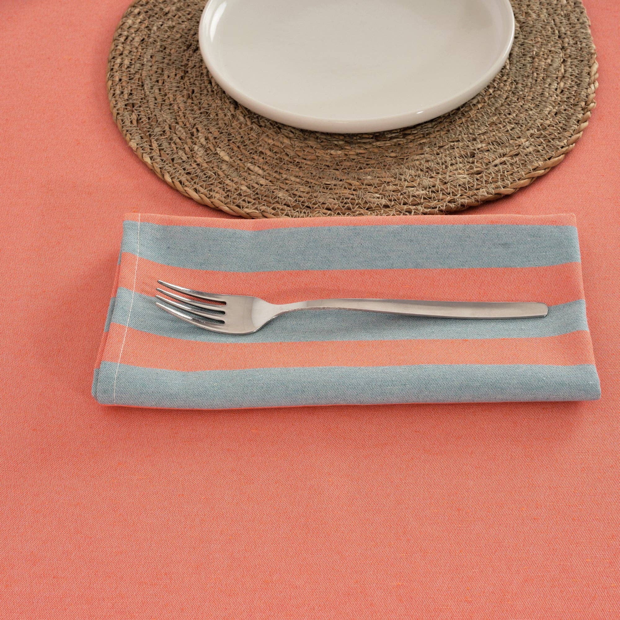 Coral / Slate Green Striped Napkins (Set of 2) - bubblegum market