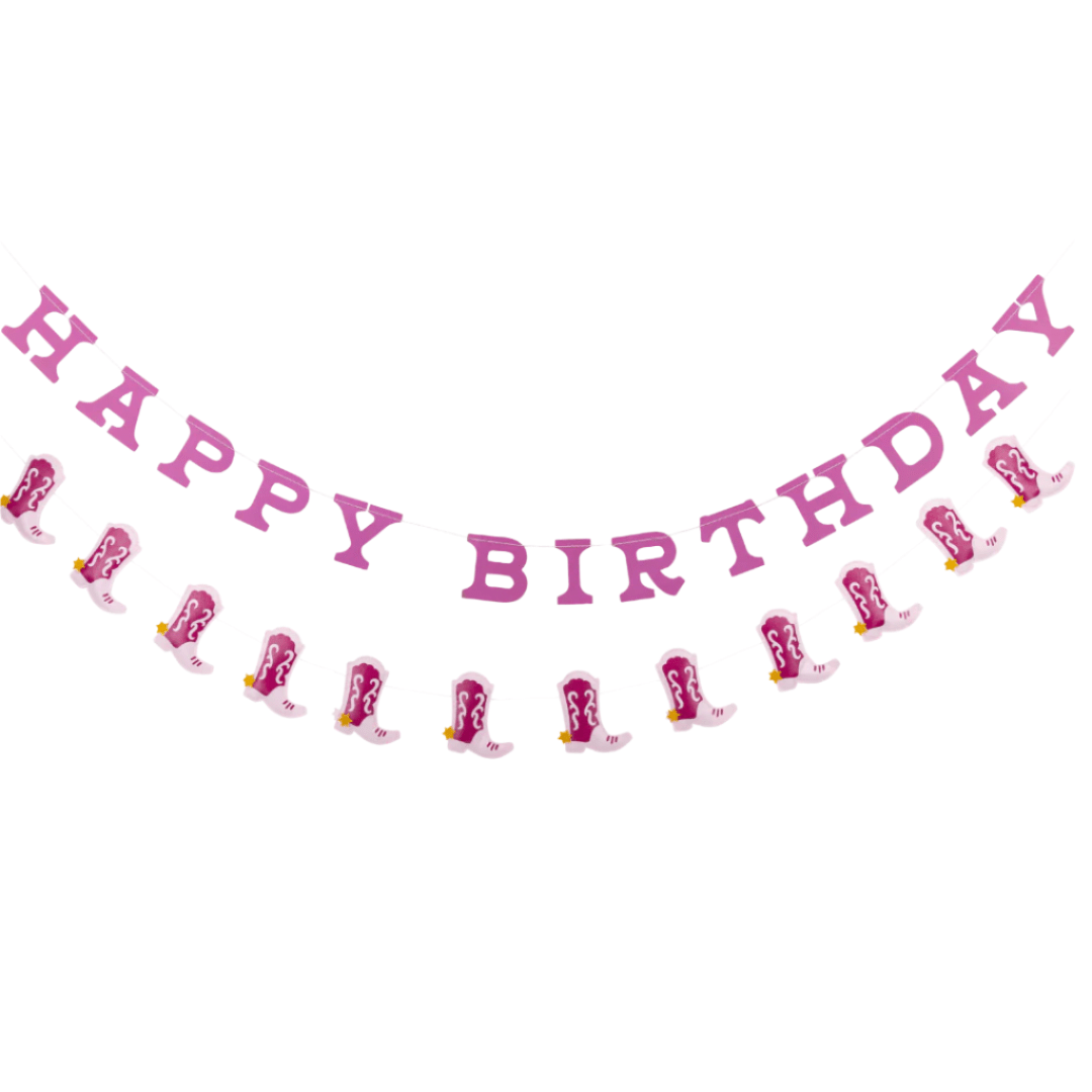 Cowgirl Happy Birthday Banner Set - bubblegum market