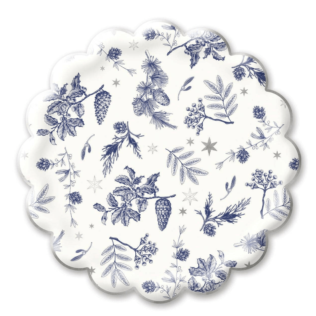 Cream Winter Foliage Paper Hanukkah Plates 9" - bubblegum market