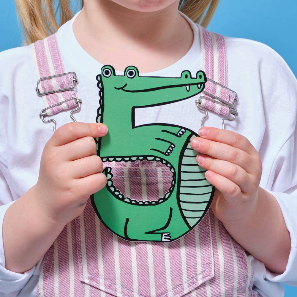 'Croc' Kid's 5th Birthday Number Card - bubblegum market