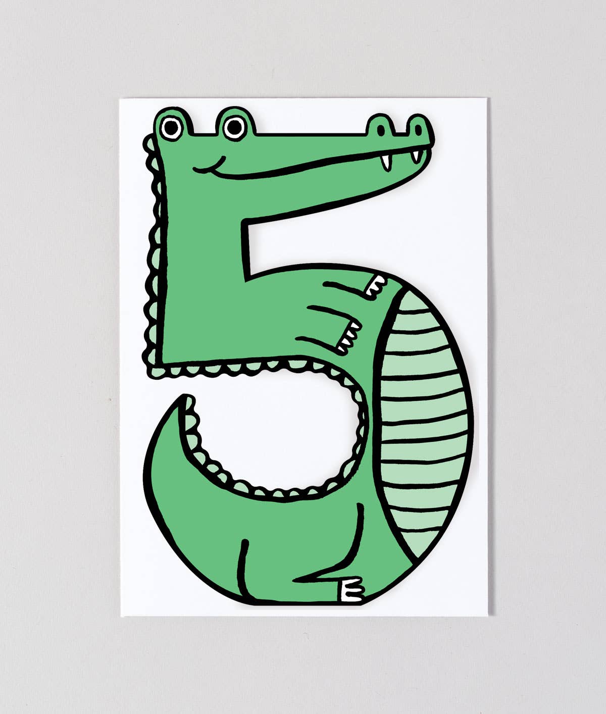 'Croc' Kid's 5th Birthday Number Card - bubblegum market