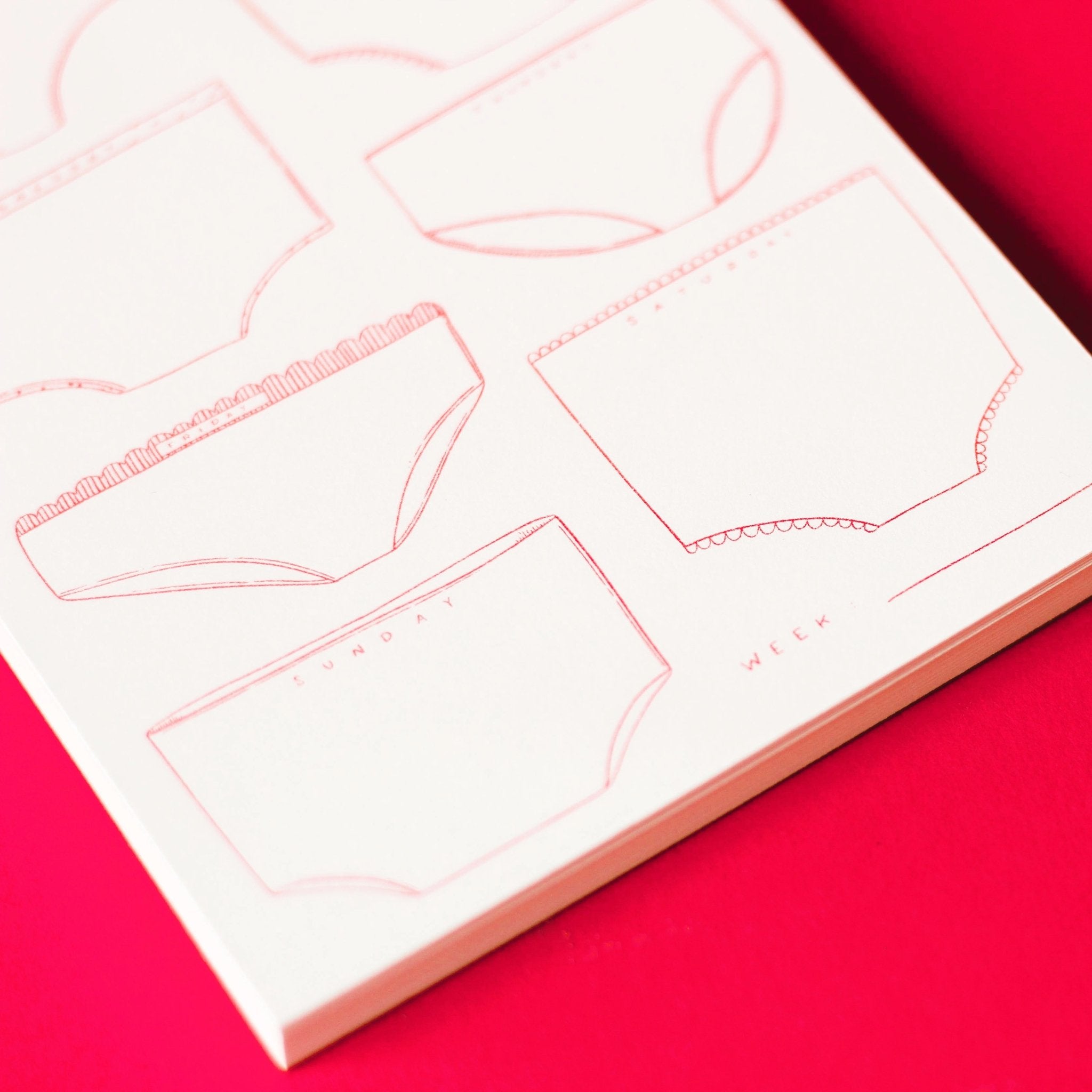 Day of the Week Undies Risograph Notepad - bubblegum market