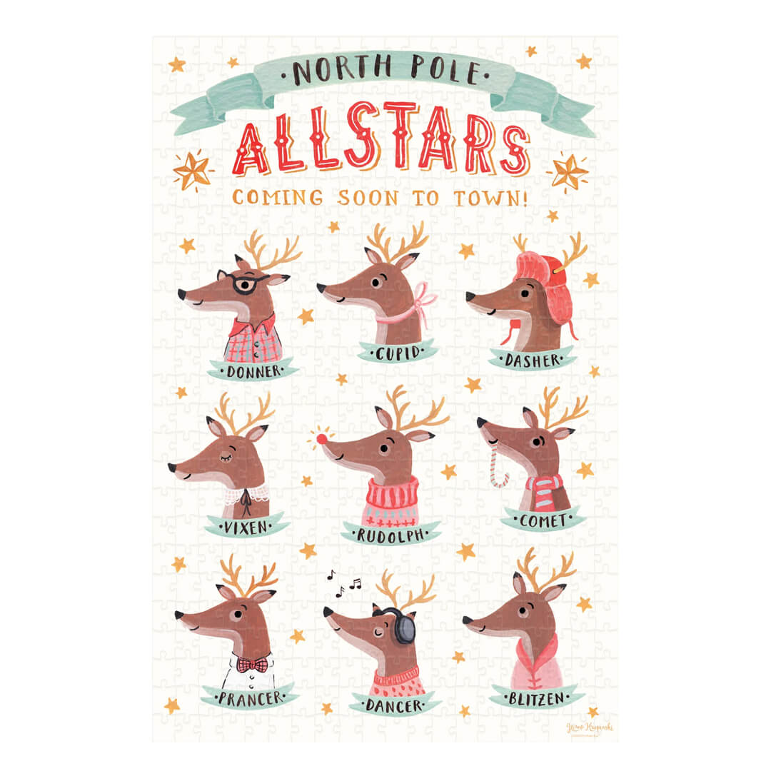 Dear Rudolph All Stars Holiday Jigsaw Puzzle - bubblegum market