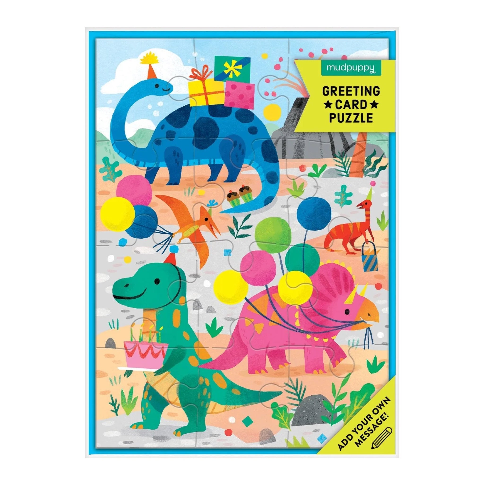 Dino Party Greeting Card Puzzle - bubblegum market
