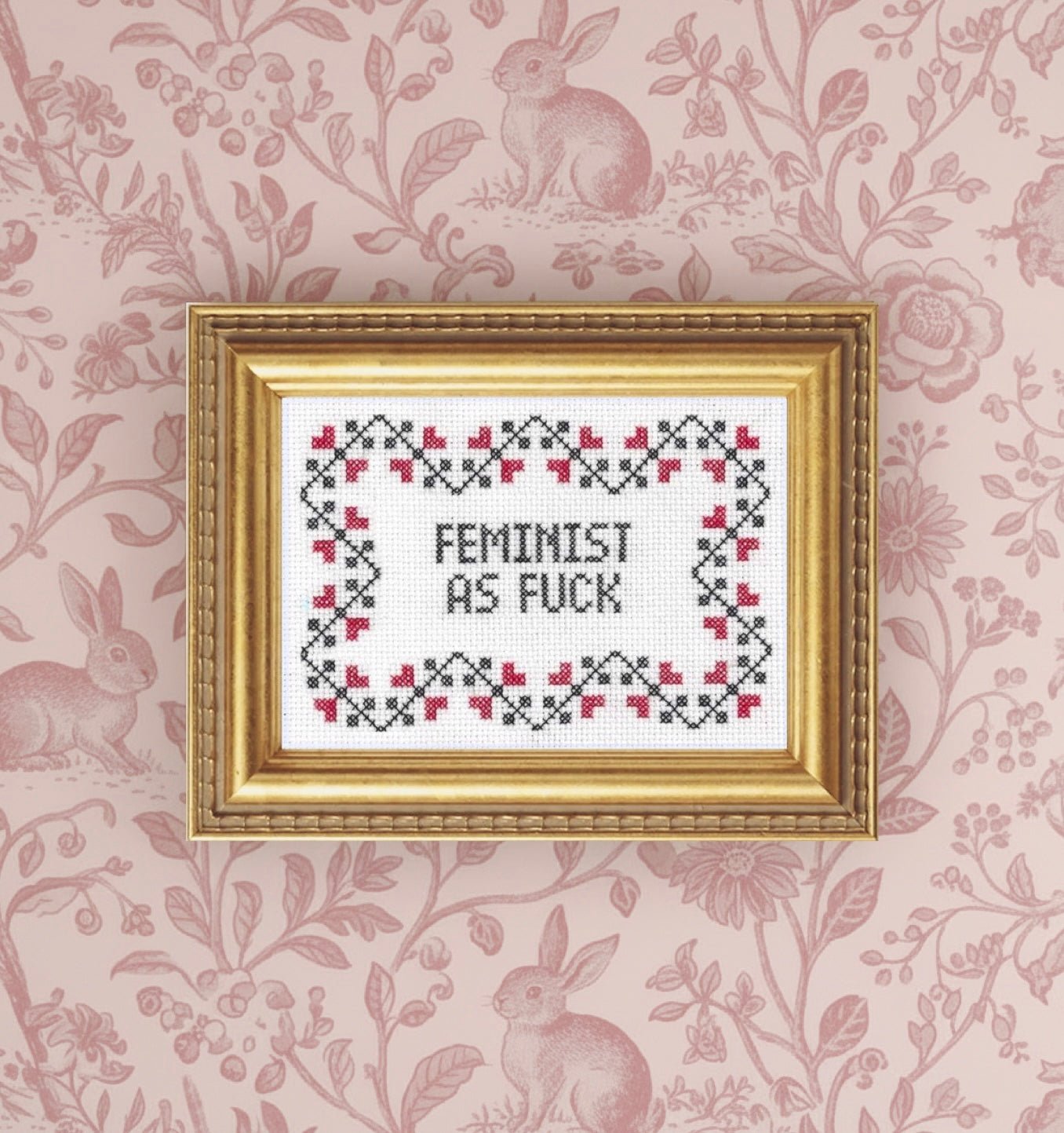 Feminist As F*ck: Deluxe Cross - Stitch Kit - bubblegum market