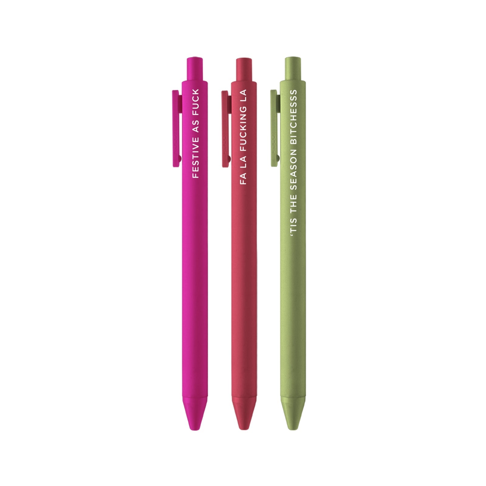 FESTIVE AS FUCK Holiday Jotter Pen Set - bubblegum market