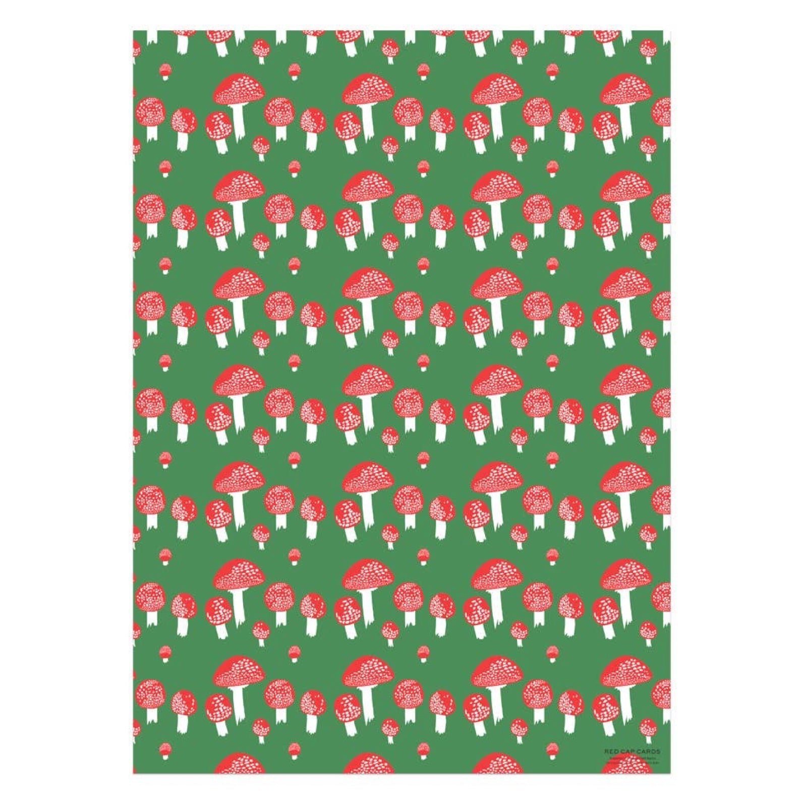 Festive Mushrooms Wrapping Paper Sheets (Roll of 3) - bubblegum market