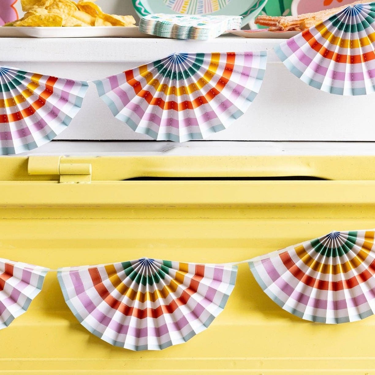 Fiesta Striped Paper Accordion Fan Banner - bubblegum market