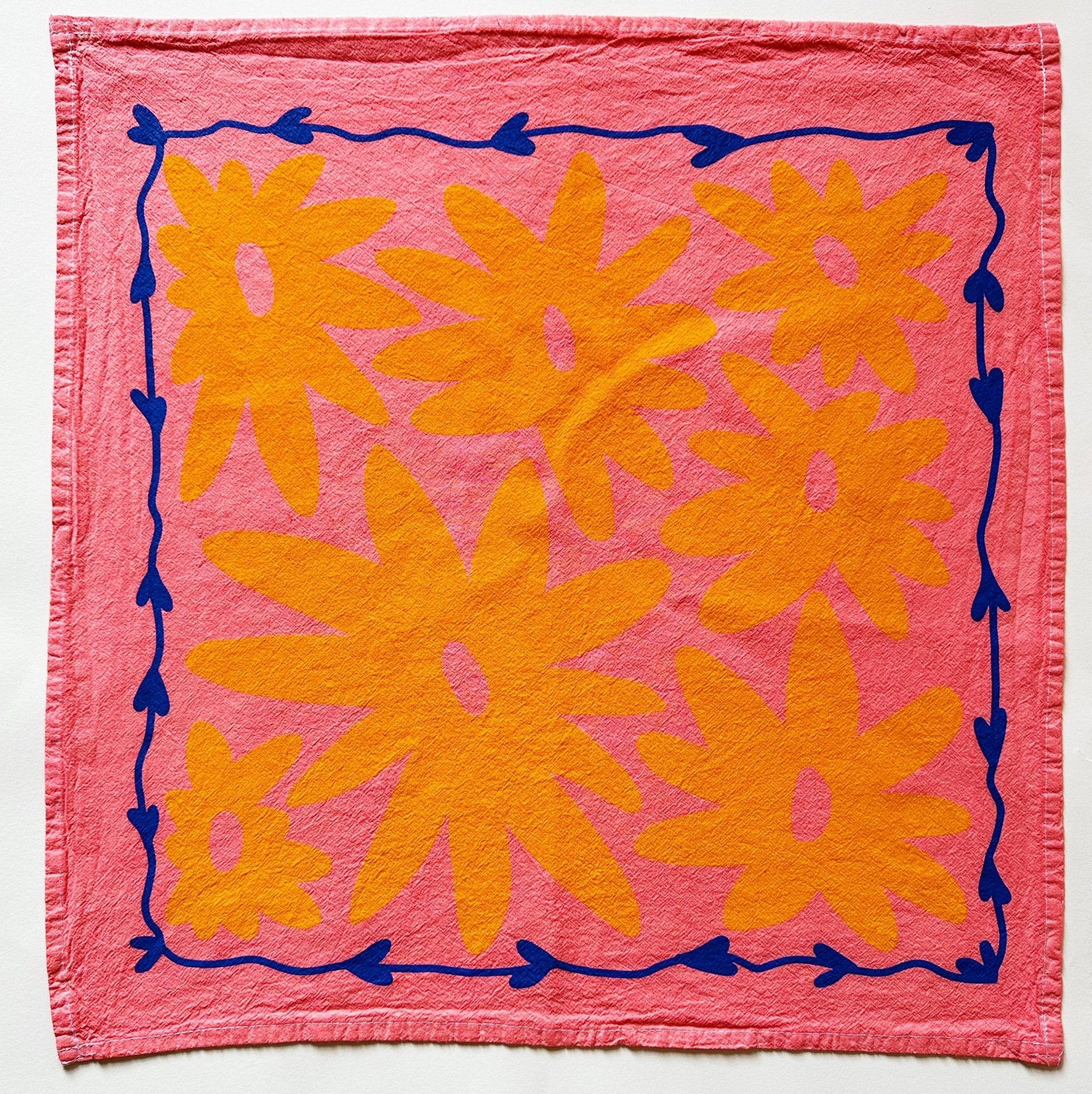 Floral Splat on Pink Tea Towel - bubblegum market
