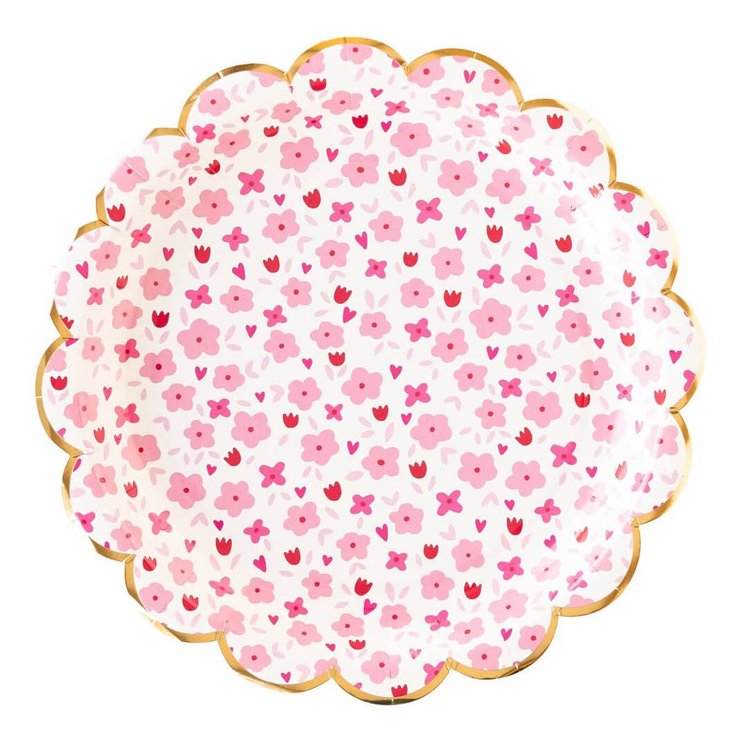 Flower Fields Paper Plates 9" - bubblegum market