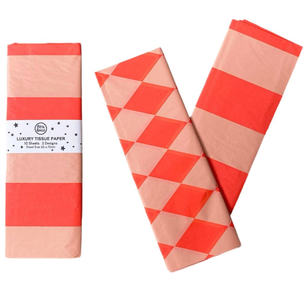 Fluorescent Orange & Peach Patterned Tissue Paper - bubblegum market
