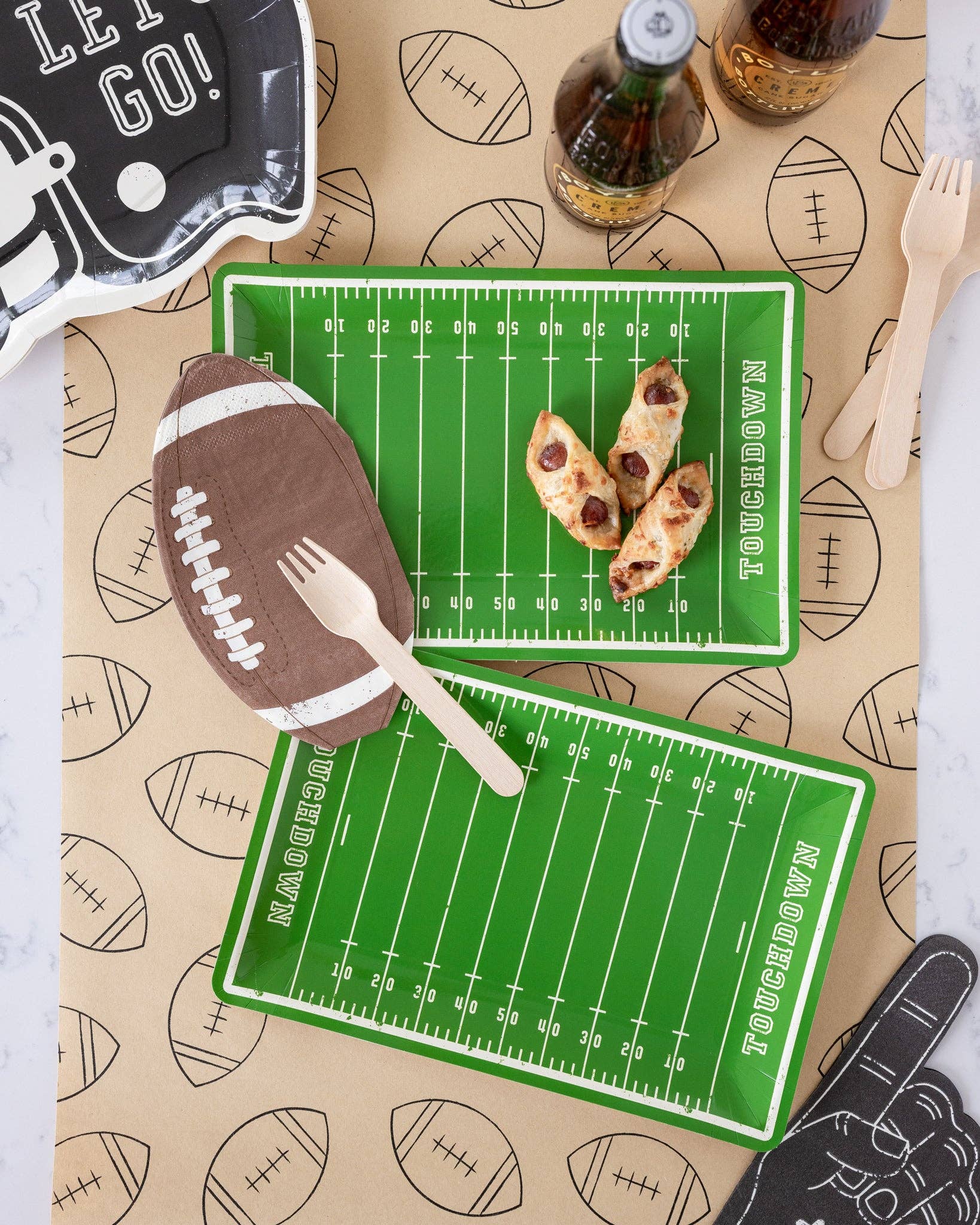 Football Kraft Paper Table Runner - bubblegum market