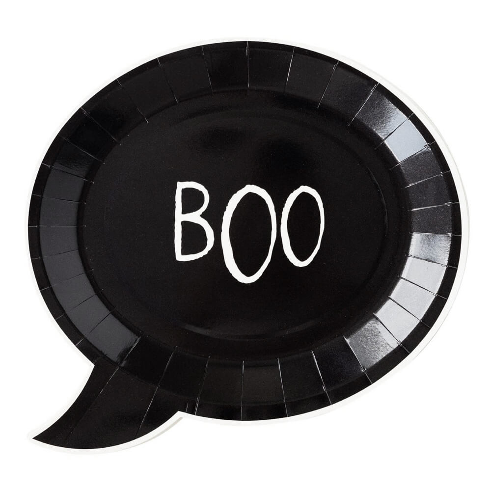 Frank & Mummy Black BOO! Bubble Shaped Paper Plates - bubblegum market