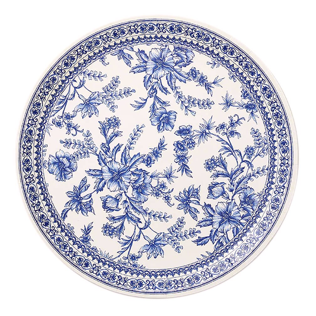 French Toile Paper Party Large Plates 9.25" - bubblegum market