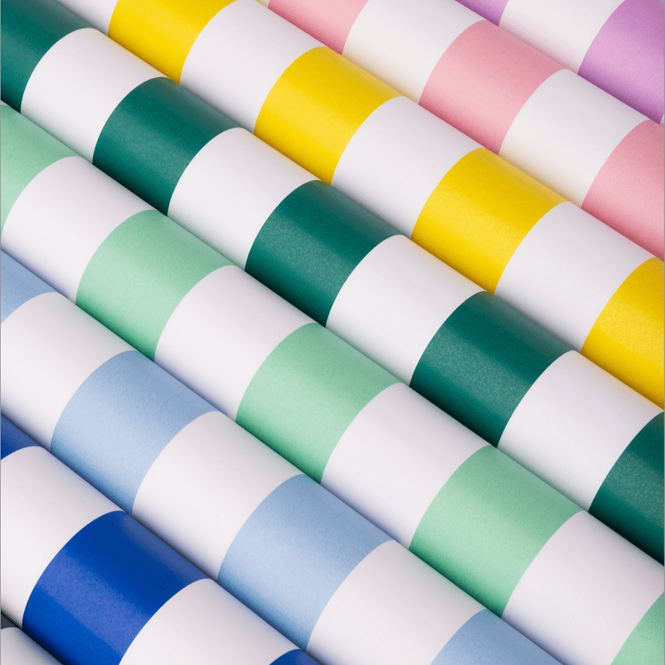 Fresh Mint Cabana Stripe Paper Table Runner - bubblegum market