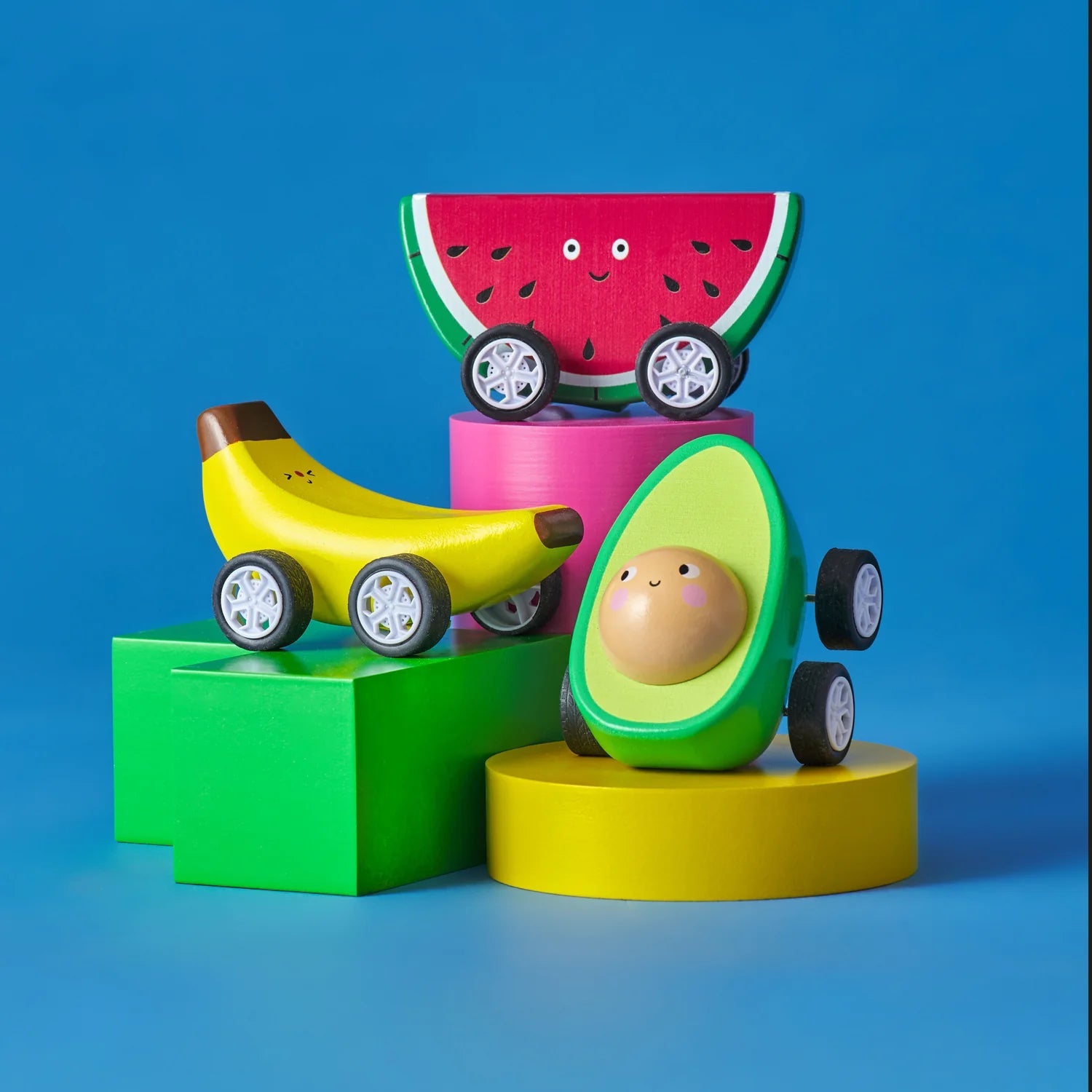 Fruit Fun Wooden Pullback Car - bubblegum market
