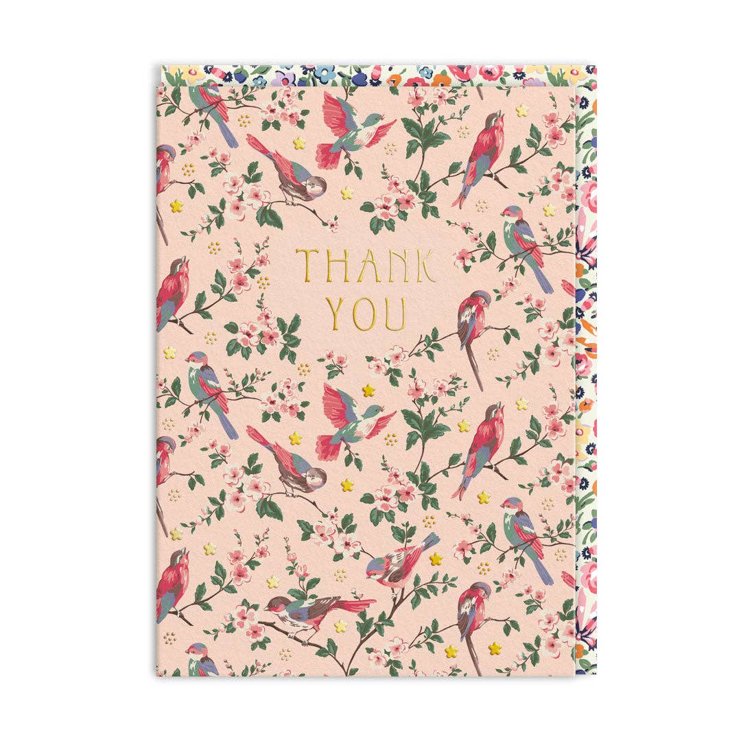 Garden Birds Thank You Greeting Card - bubblegum market