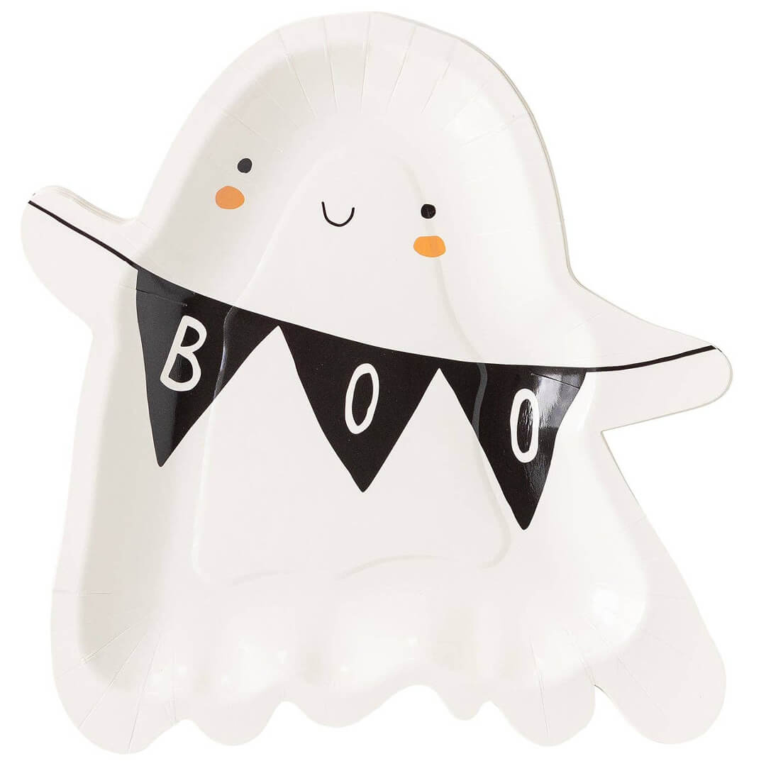 Ghost w/ BOO Banner Paper Plates 10.5" - bubblegum market