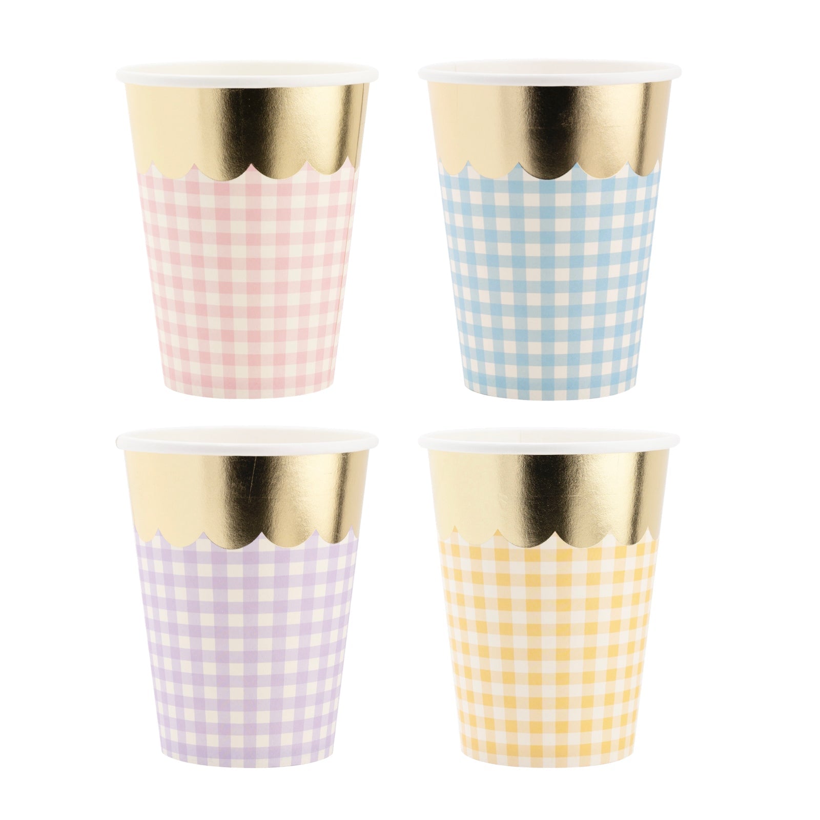 Gingham Cups with Gold Scalloped Accent - bubblegum market