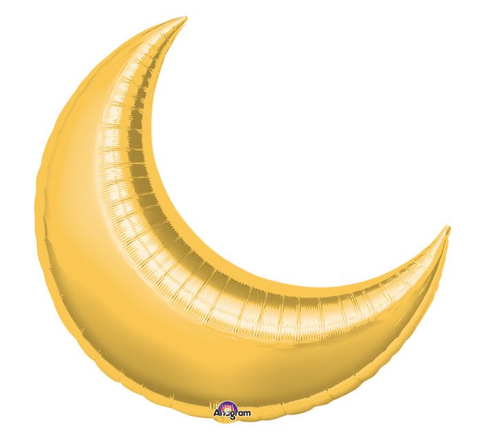 Gold Crescent Moon Foil Balloon 26" - bubblegum market