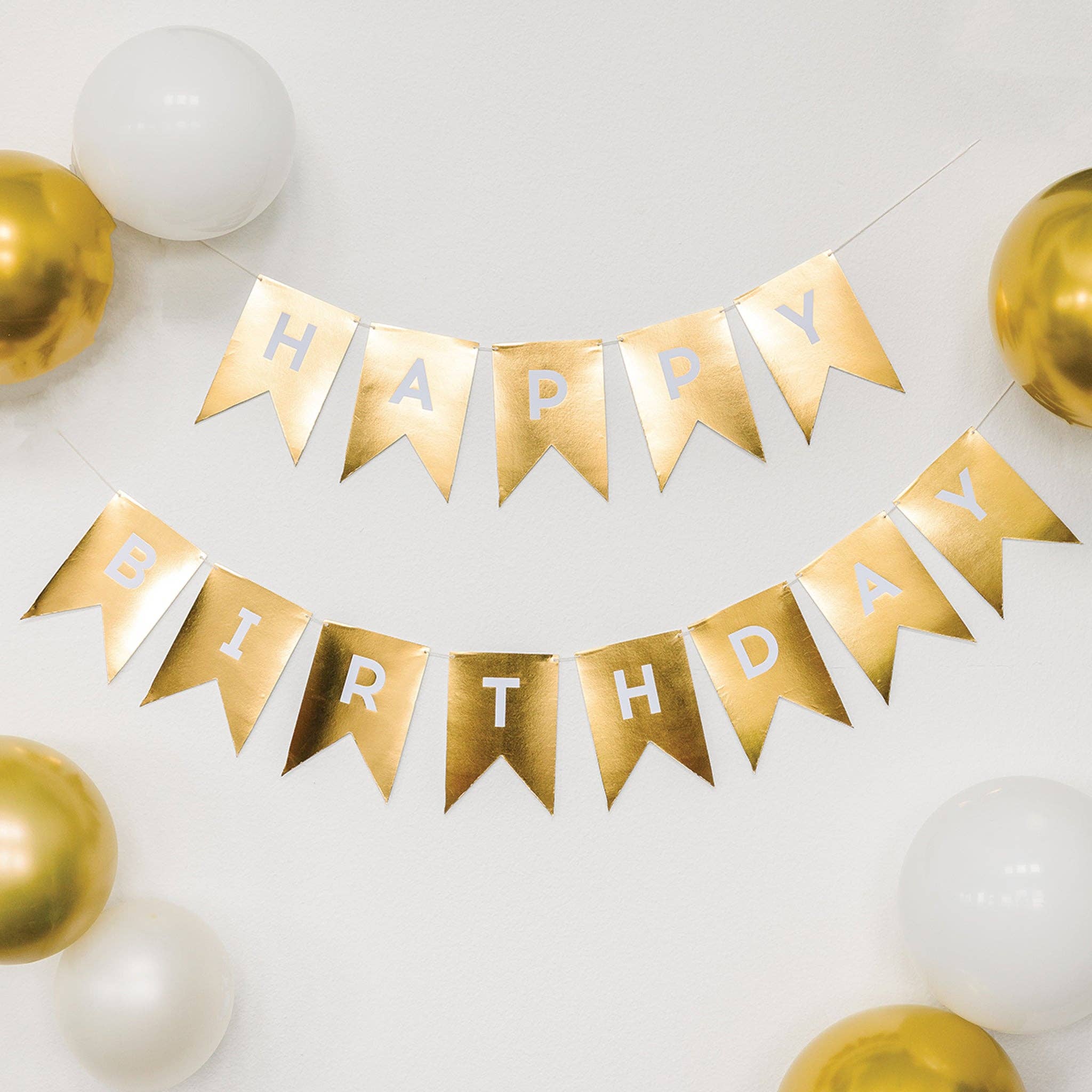 Gold Foil "HAPPY BIRTHDAY" Word Banner - bubblegum market