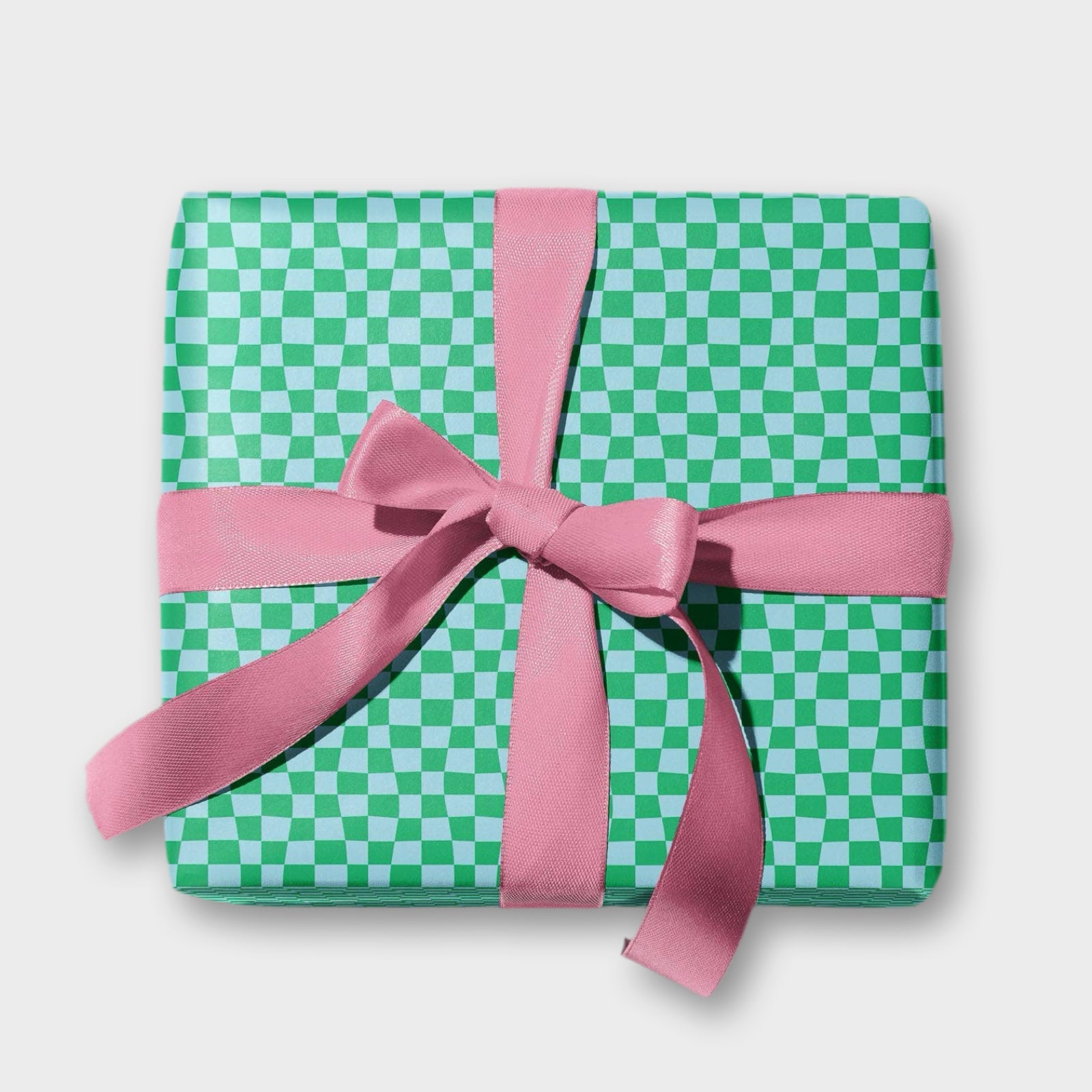 Green & Blue Wavy Checker Gift Wrap Sheets (Roll of 3) - bubblegum market