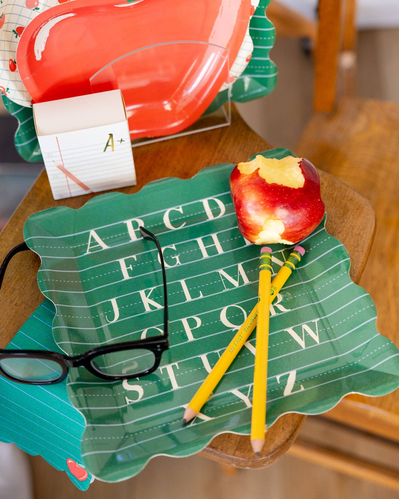 Green Chalkboard Alphabet Paper Plates 10" - bubblegum market