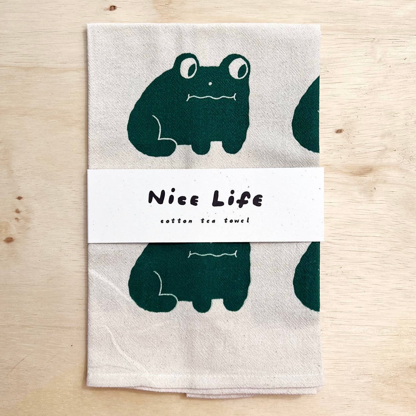 Green Frog Screen - Printed Tea Towel - bubblegum market