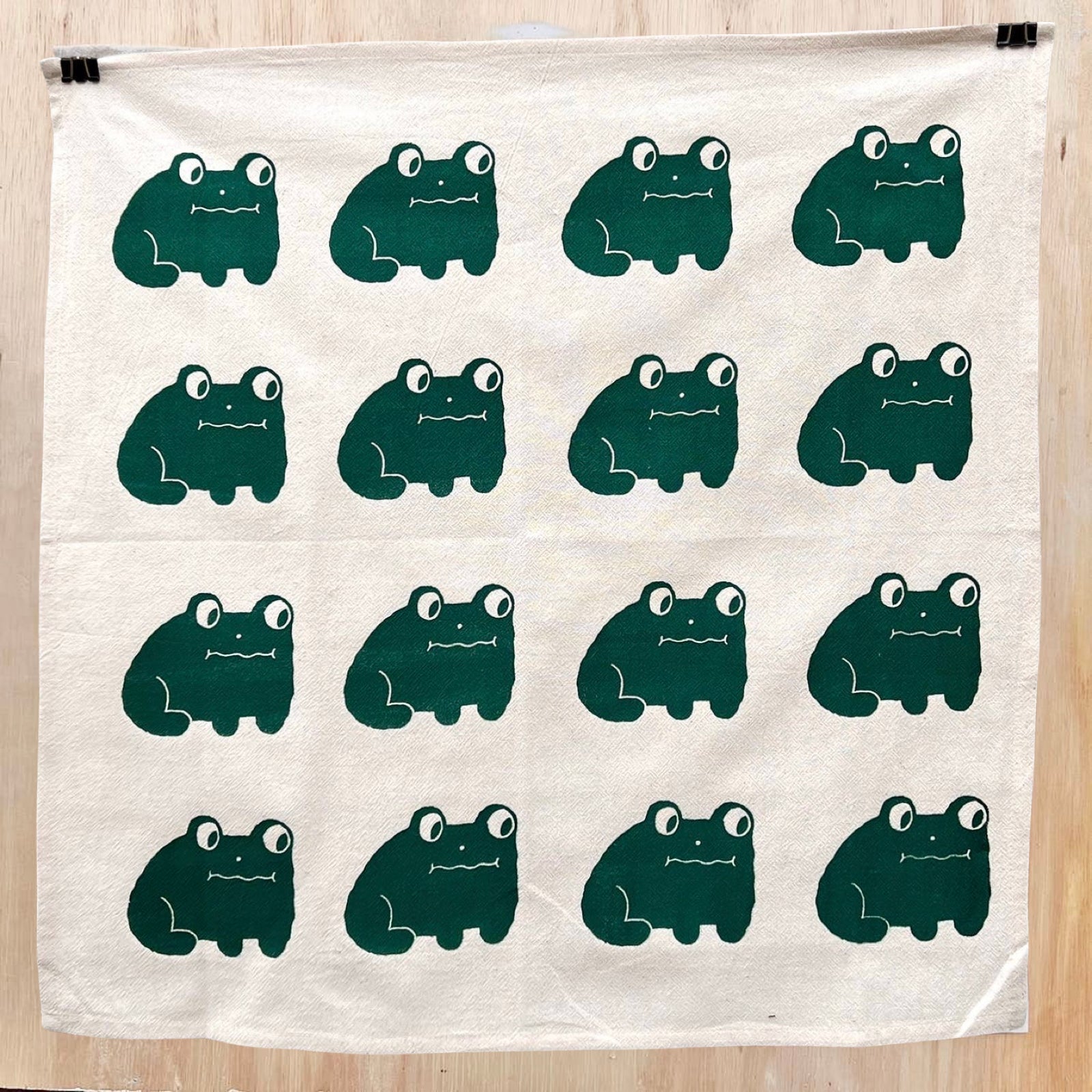 Green Frog Screen - Printed Tea Towel - bubblegum market