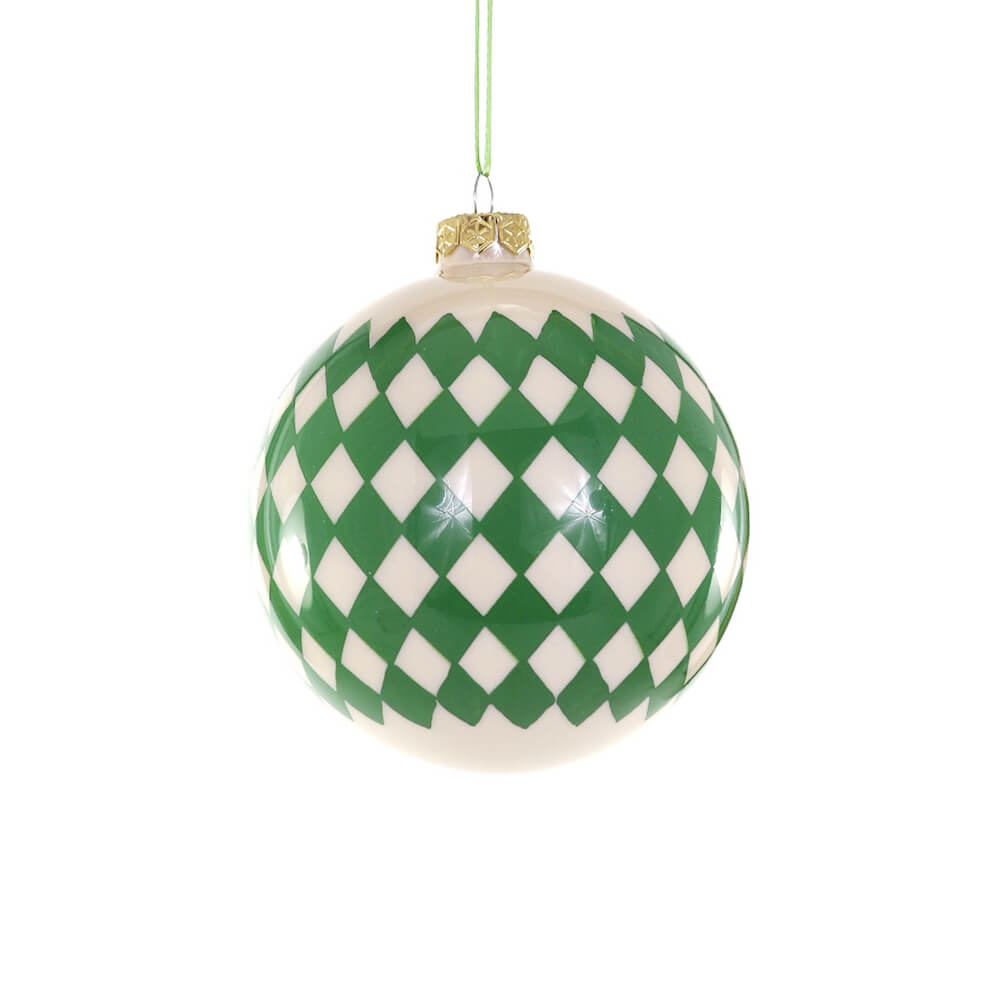 Green Harlequin Bauble Ornament 3.5" - bubblegum market