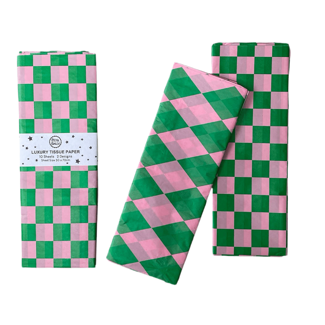 Green & Pink Patterned Tissue Paper - bubblegum market