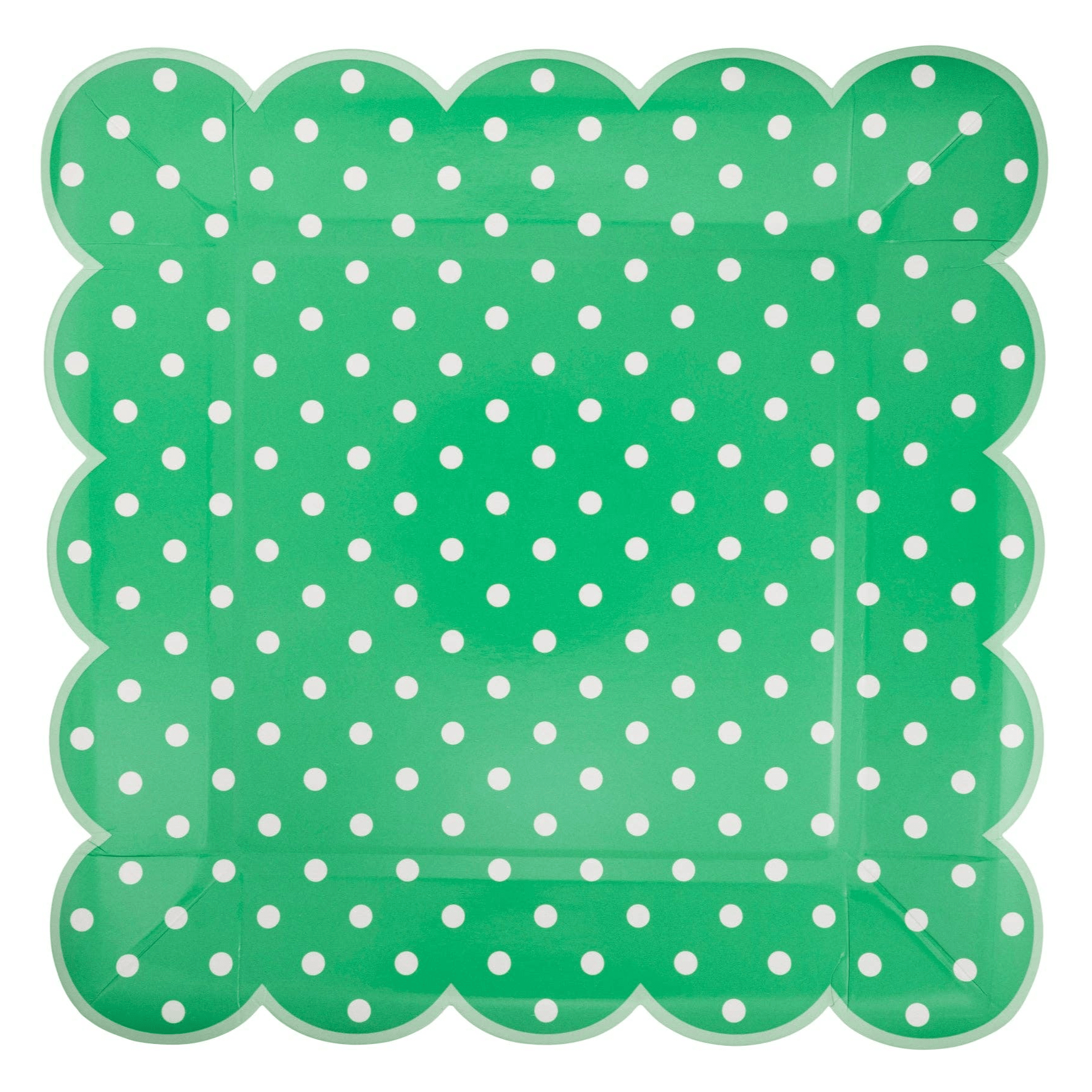 Green Polka Dot Scalloped Plates 10" - bubblegum market