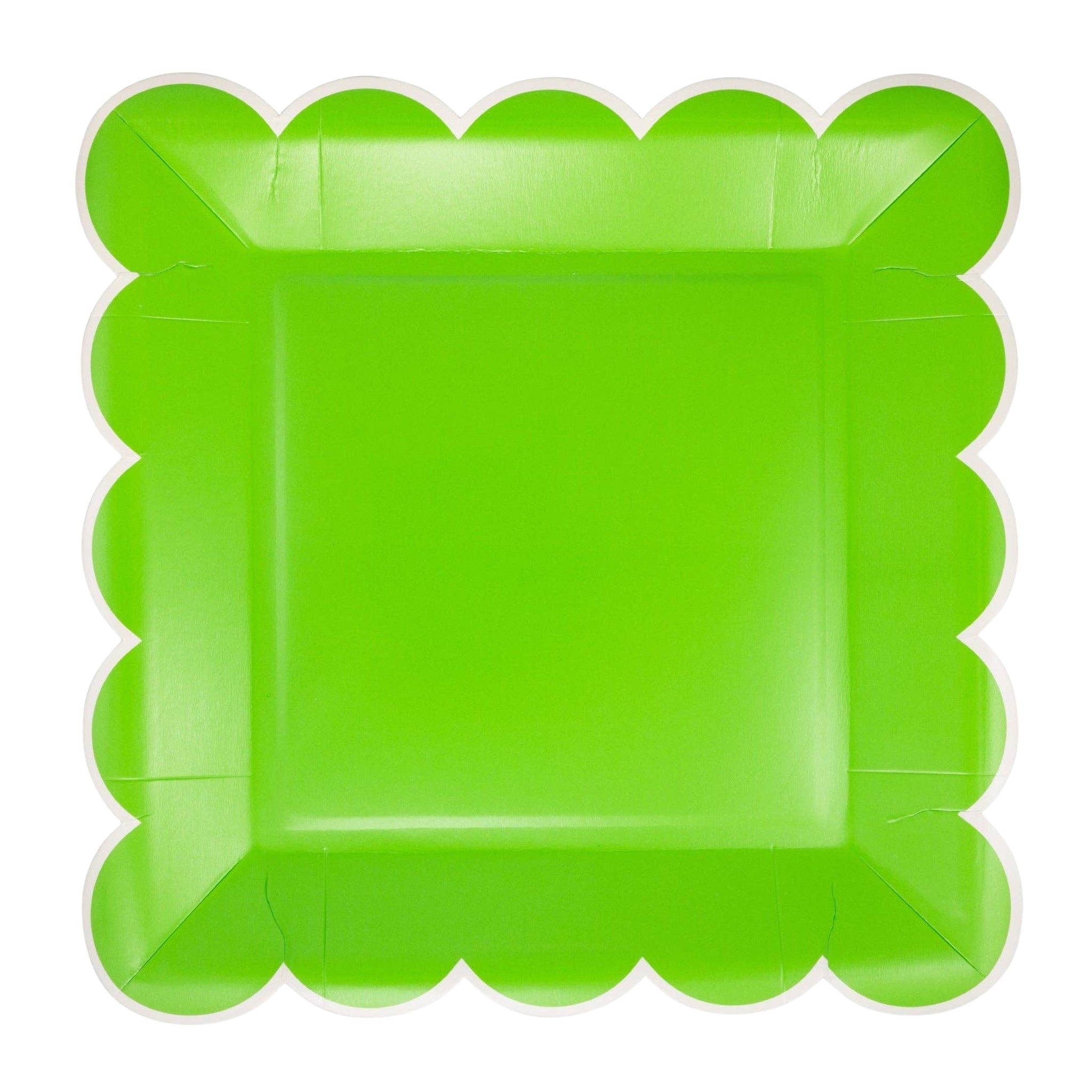 Green Scalloped Square Plates 9" - bubblegum market