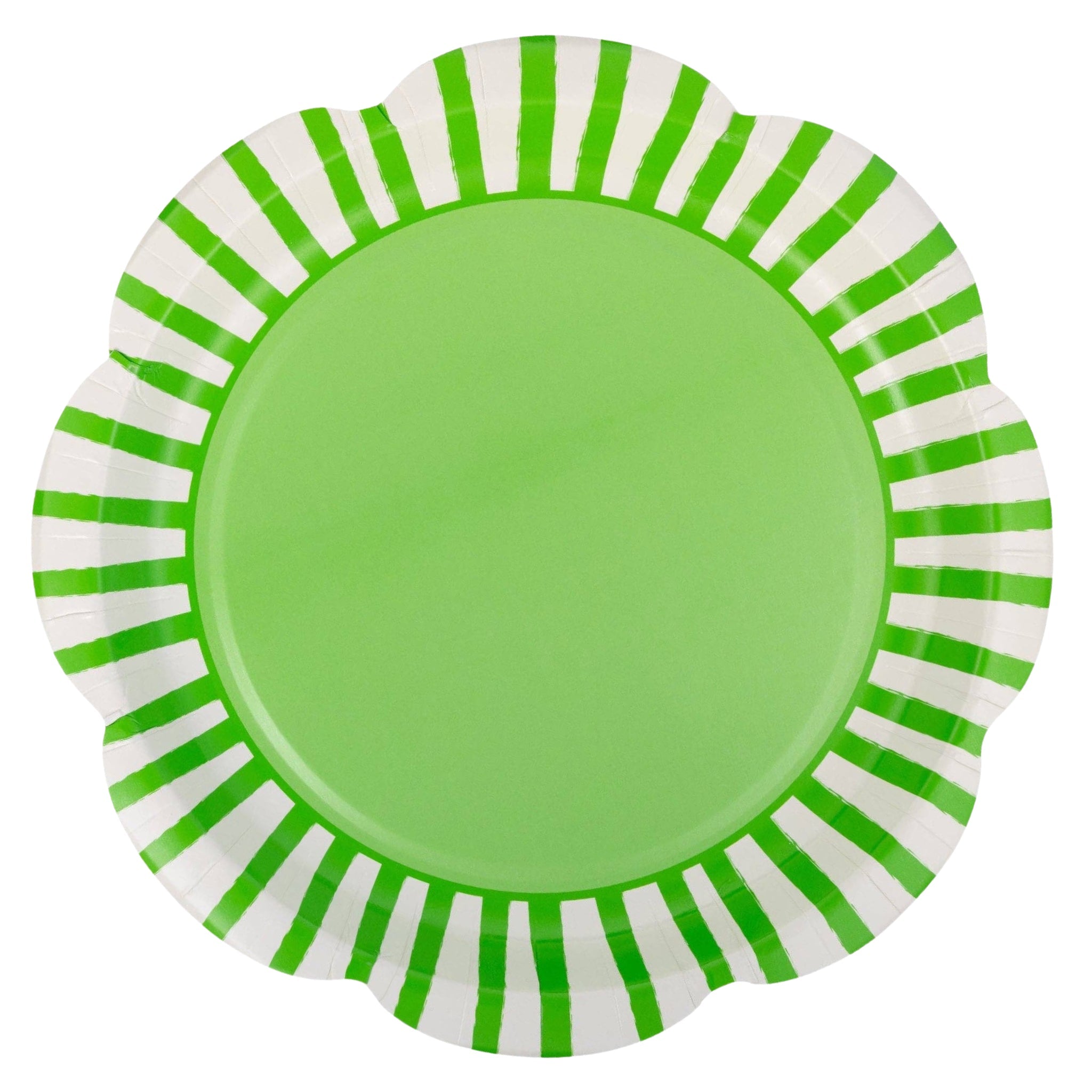 Green Striped Scallops Plates 9" - bubblegum market