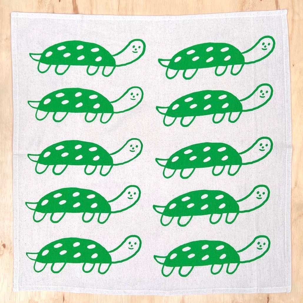 Green Turtle Screen - Printed Tea Towel - bubblegum market