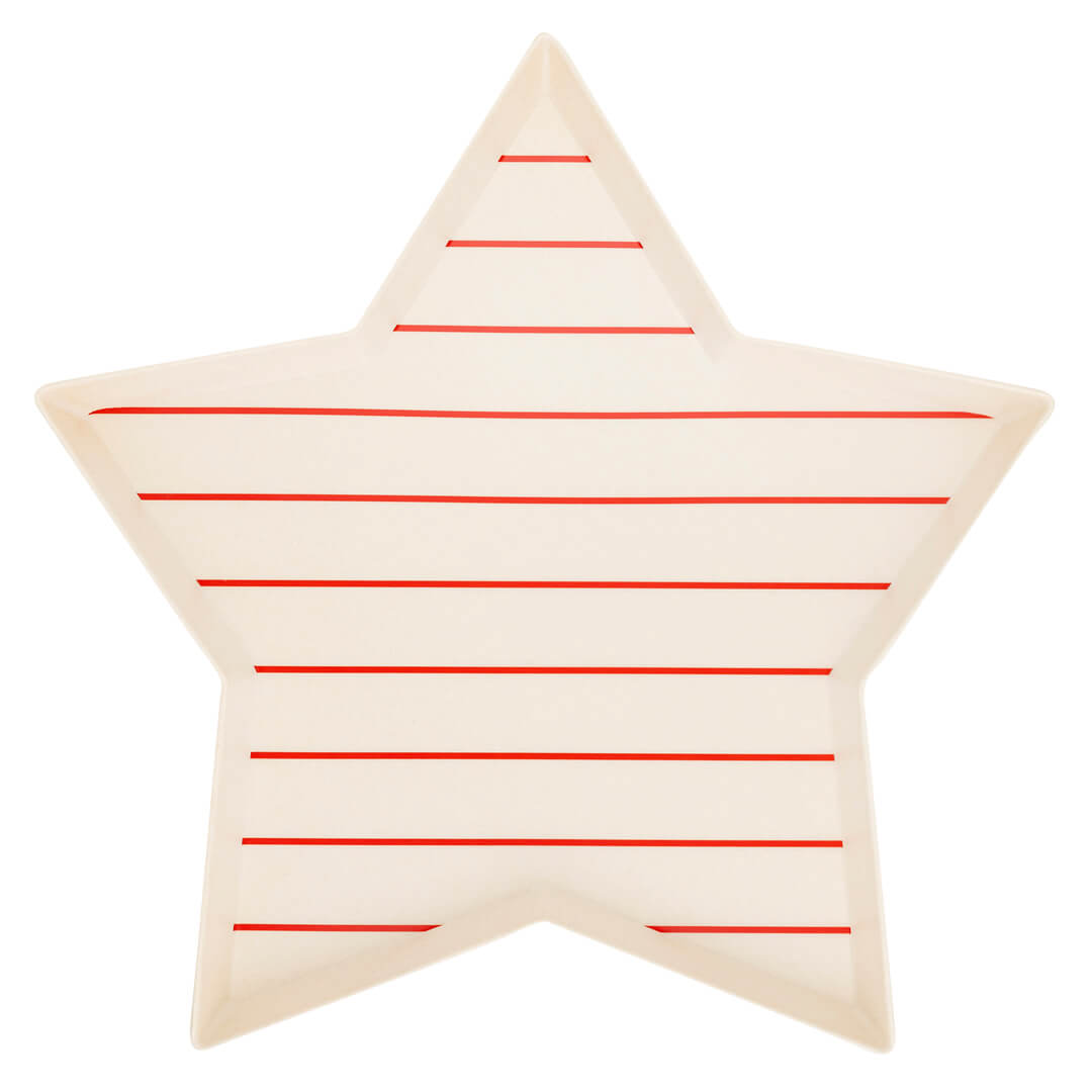 Hamptons Star - Shaped Red Stripe Reusable Bamboo Tray - bubblegum market