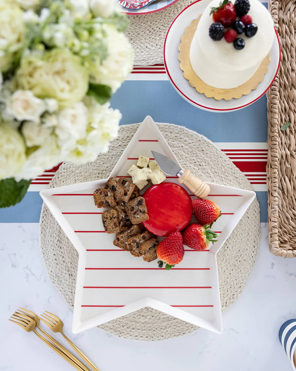 Hamptons Star - Shaped Red Stripe Reusable Bamboo Tray - bubblegum market