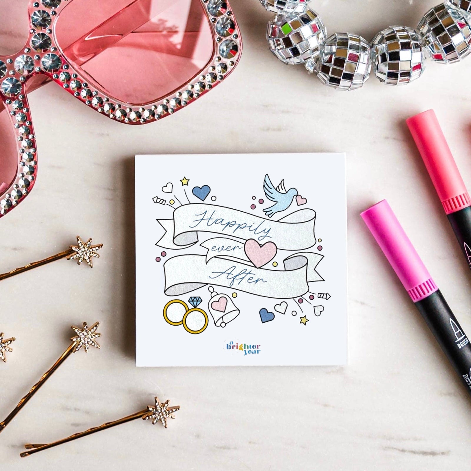 Happily Ever After Mini Coloring Pad / Wedding Favor - bubblegum market